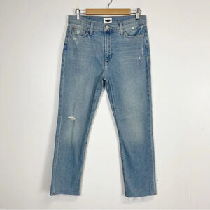 NWT Hudson Jeans Blair High Rise Straight Crop Womens Size 29 Blue Distressed